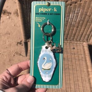 piper·k Swan Bag Charm & Key Chain - Blue/White